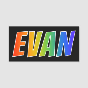 First Name "EVAN": Fun Rainbow Coloring Name Tag