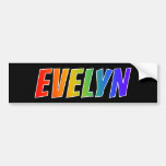 [ Thumbnail: First Name "Evelyn": Fun Rainbow Coloring Bumper Sticker ]