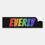 [ Thumbnail: First Name "Everly": Fun Rainbow Coloring Bumper Sticker ]