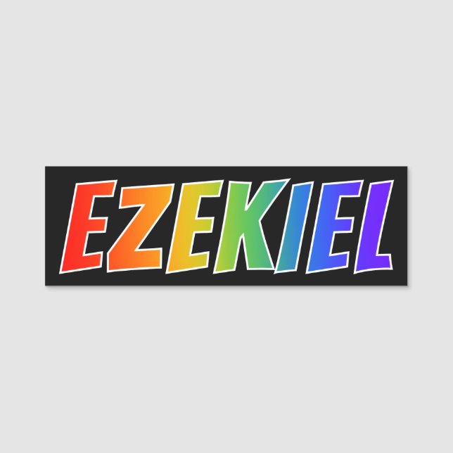 First Name "EZEKIEL": Fun Rainbow Coloring Tag (Front)
