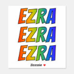 [ Thumbnail: First Name "Ezra" W/ Fun Rainbow Coloring Sticker ]