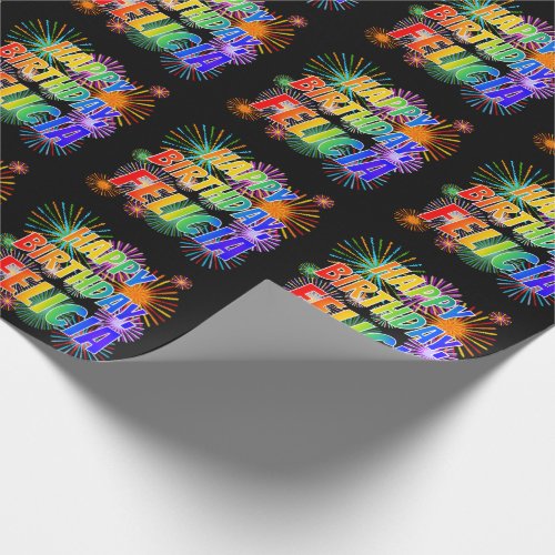 First Name FELICIA Fun HAPPY BIRTHDAY Wrapping Paper