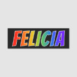 [ Thumbnail: First Name "Felicia": Fun Rainbow Coloring Name Tag ]