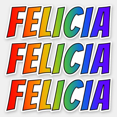 First Name FELICIA w Fun Rainbow Coloring Sticker