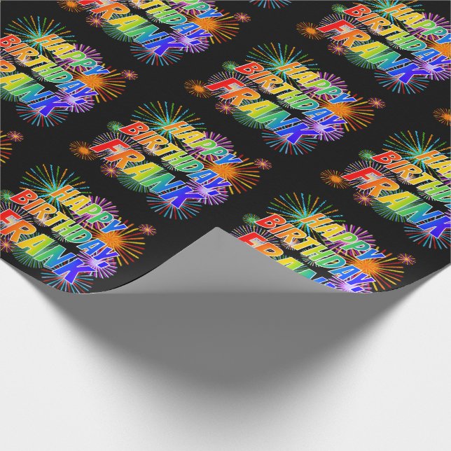 First Name "FRANK", Fun "HAPPY BIRTHDAY" Wrapping Paper (Corner)