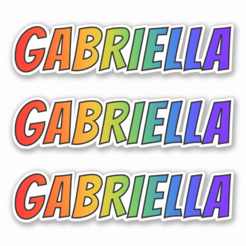 First Name GABRIELLA w Fun Rainbow Coloring Sticker