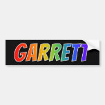 [ Thumbnail: First Name "Garrett": Fun Rainbow Coloring Bumper Sticker ]