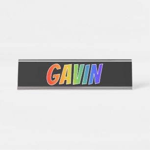 First Name "GAVIN": Fun Rainbow Coloring Desk Name Plate
