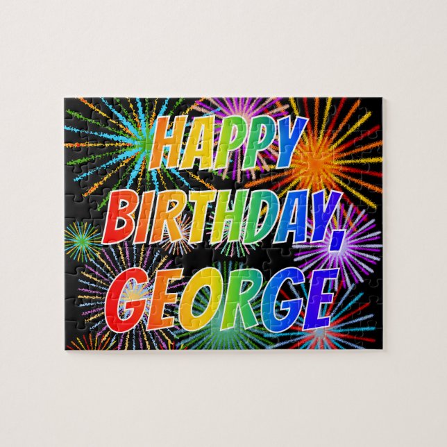 First Name "GEORGE", Fun "HAPPY BIRTHDAY" Jigsaw Puzzle (Horizontal)
