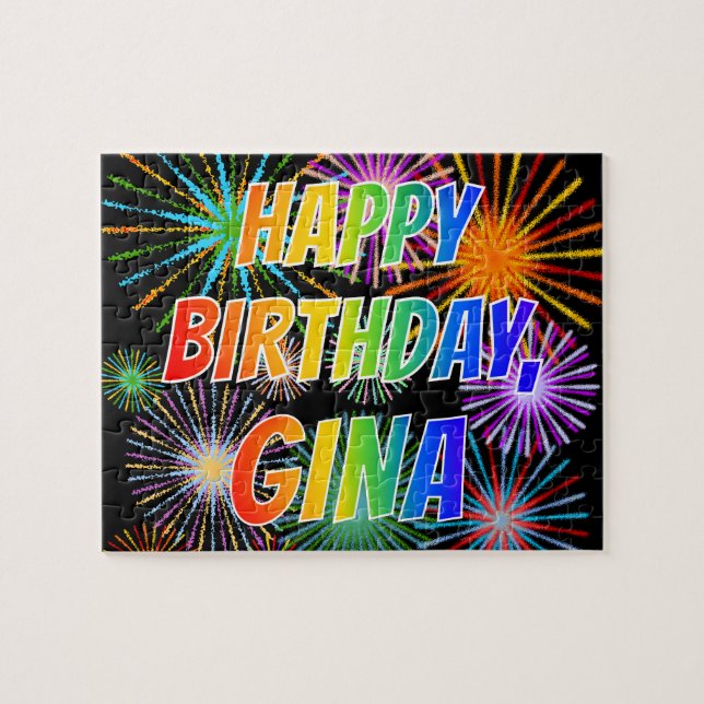 First Name "GINA", Fun "HAPPY BIRTHDAY" Jigsaw Puzzle (Horizontal)