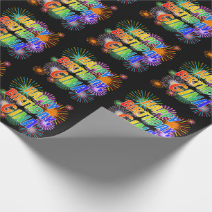 First Name "GINA", Fun "HAPPY BIRTHDAY" Wrapping Paper