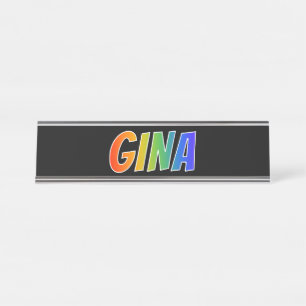 First Name "GINA": Fun Rainbow Coloring Desk Name Plate