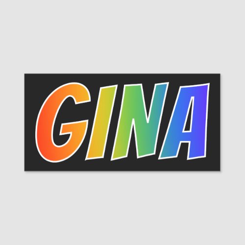 First Name GINA Fun Rainbow Coloring Name Tag