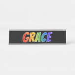 [ Thumbnail: First Name "Grace": Fun Rainbow Coloring Desk Name Plate ]