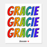 [ Thumbnail: First Name "Gracie" W/ Fun Rainbow Coloring Sticker ]