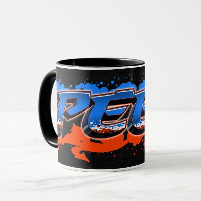 First name Graffiti blue orange cup (Front Left)