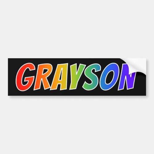 First Name GRAYSON Fun Rainbow Coloring Bumper Sticker