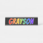 [ Thumbnail: First Name "Grayson": Fun Rainbow Coloring Desk Name Plate ]