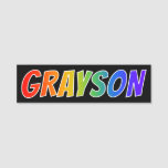 [ Thumbnail: First Name "Grayson": Fun Rainbow Coloring Name Tag ]