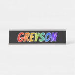 [ Thumbnail: First Name "Greyson": Fun Rainbow Coloring Desk Name Plate ]