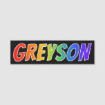 [ Thumbnail: First Name "Greyson": Fun Rainbow Coloring Name Tag ]