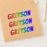 [ Thumbnail: First Name "Greyson" W/ Fun Rainbow Coloring Sticker ]