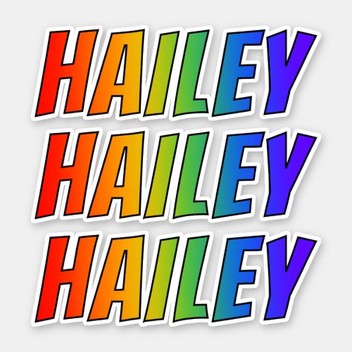 First Name HAILEY w Fun Rainbow Coloring Sticker
