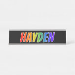 [ Thumbnail: First Name "Hayden": Fun Rainbow Coloring Desk Name Plate ]