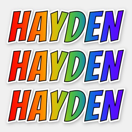 First Name HAYDEN w Fun Rainbow Coloring Sticker