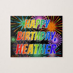 First Name "HEATHER", Fun "HAPPY BIRTHDAY" Jigsaw Puzzle