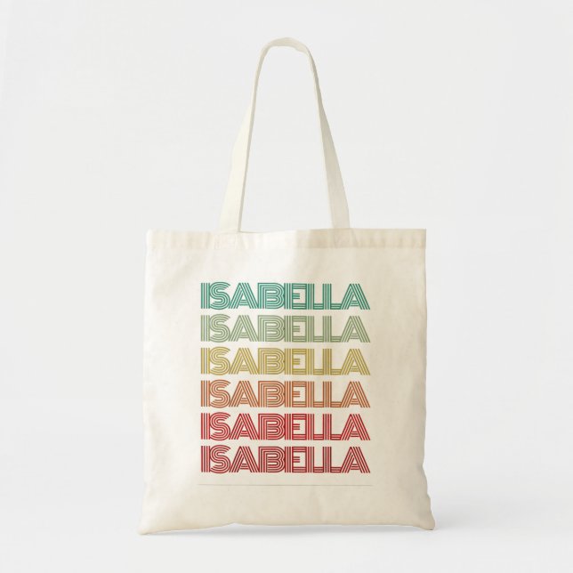 First Name ISABELLA Girl Retro Personalized Groovy Tote Bag (Front)