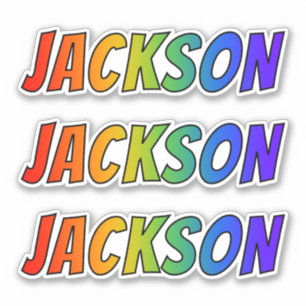First Name "JACKSON" w/ Fun Rainbow Coloring Sticker