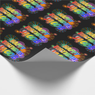 First Name "JACOB", Fun "HAPPY BIRTHDAY" Wrapping Paper