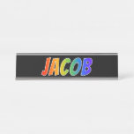 [ Thumbnail: First Name "Jacob": Fun Rainbow Coloring Desk Name Plate ]