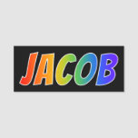 [ Thumbnail: First Name "Jacob": Fun Rainbow Coloring Name Tag ]