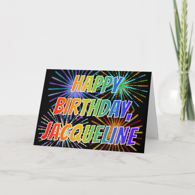 First Name "JACQUELINE" Fun "HAPPY BIRTHDAY" Card (Front)