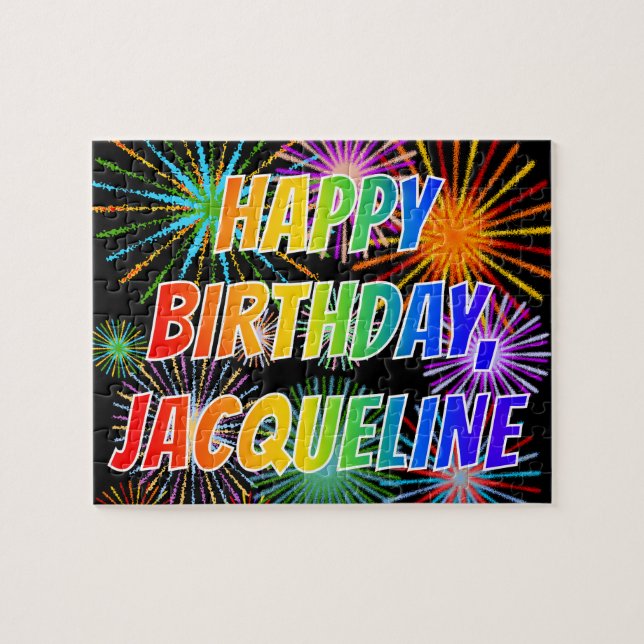 First Name "JACQUELINE", Fun "HAPPY BIRTHDAY" Jigsaw Puzzle (Horizontal)