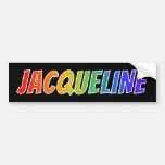 [ Thumbnail: First Name "Jacqueline": Fun Rainbow Coloring Bumper Sticker ]