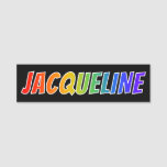 [ Thumbnail: First Name "Jacqueline": Fun Rainbow Coloring Name Tag ]