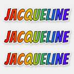 [ Thumbnail: First Name "Jacqueline" W/ Fun Rainbow Coloring Sticker ]