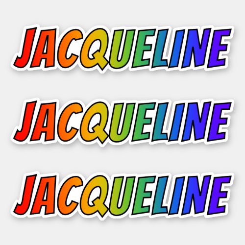 First Name JACQUELINE w Fun Rainbow Coloring Sticker
