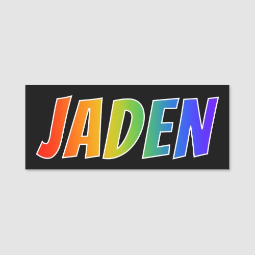 First Name JADEN Fun Rainbow Coloring Name Tag