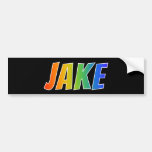 [ Thumbnail: First Name "Jake": Fun Rainbow Coloring Bumper Sticker ]