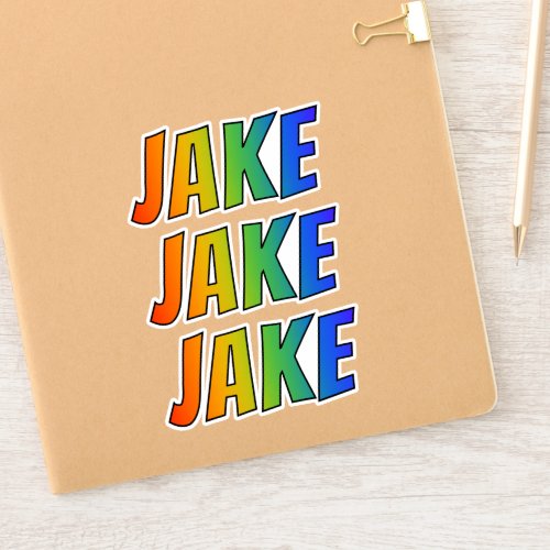 First Name JAKE w Fun Rainbow Coloring Sticker