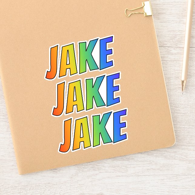 First Name "JAKE" w/ Fun Rainbow Coloring Sticker (Notebook)