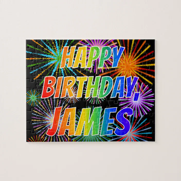 First Name James Fun Happy Birthday Jigsaw Puzzle Zazzle Com
