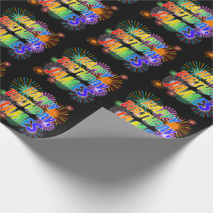 First Name "JAMES", Fun "HAPPY BIRTHDAY" Wrapping Paper