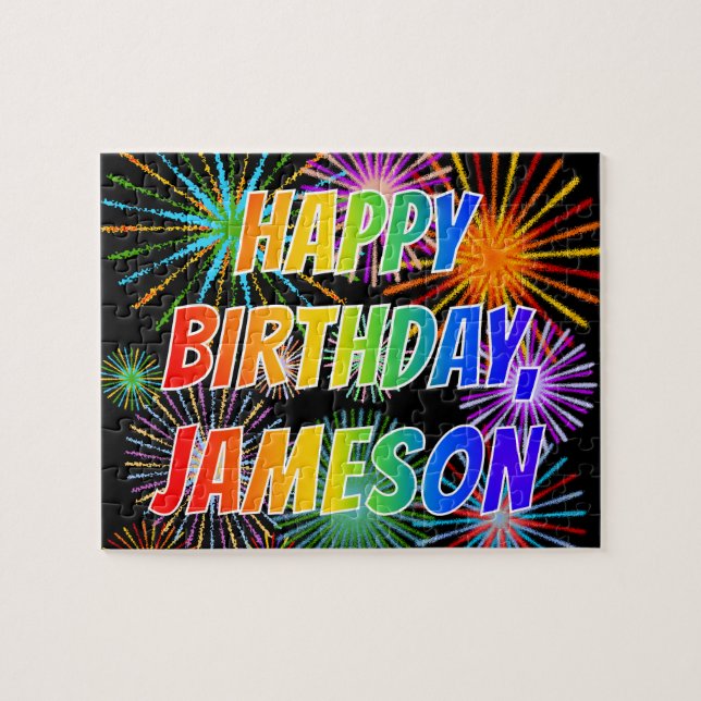 First Name "JAMESON", Fun "HAPPY BIRTHDAY" Jigsaw Puzzle (Horizontal)