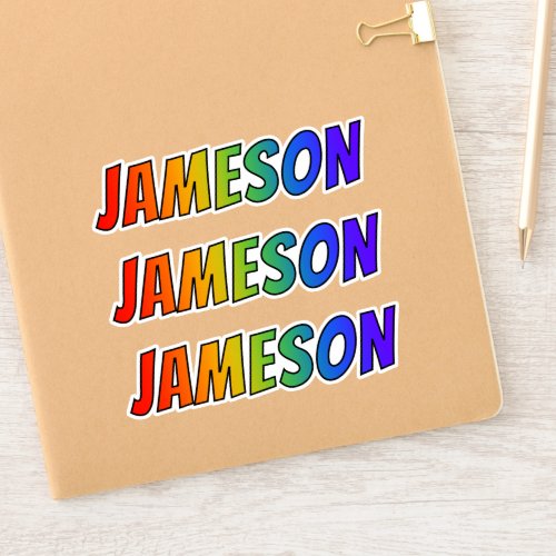 First Name JAMESON w Fun Rainbow Coloring Sticker