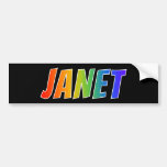 [ Thumbnail: First Name "Janet": Fun Rainbow Coloring Bumper Sticker ]